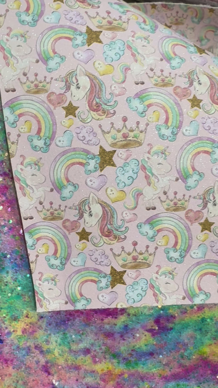I Love Unicorns Shimmer Suede Leatherette