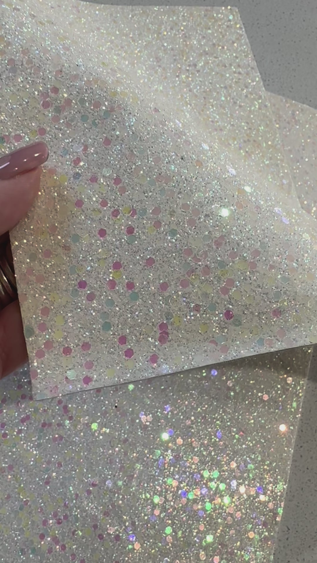 Unicorn White Rainbow Fine Glitter Leather