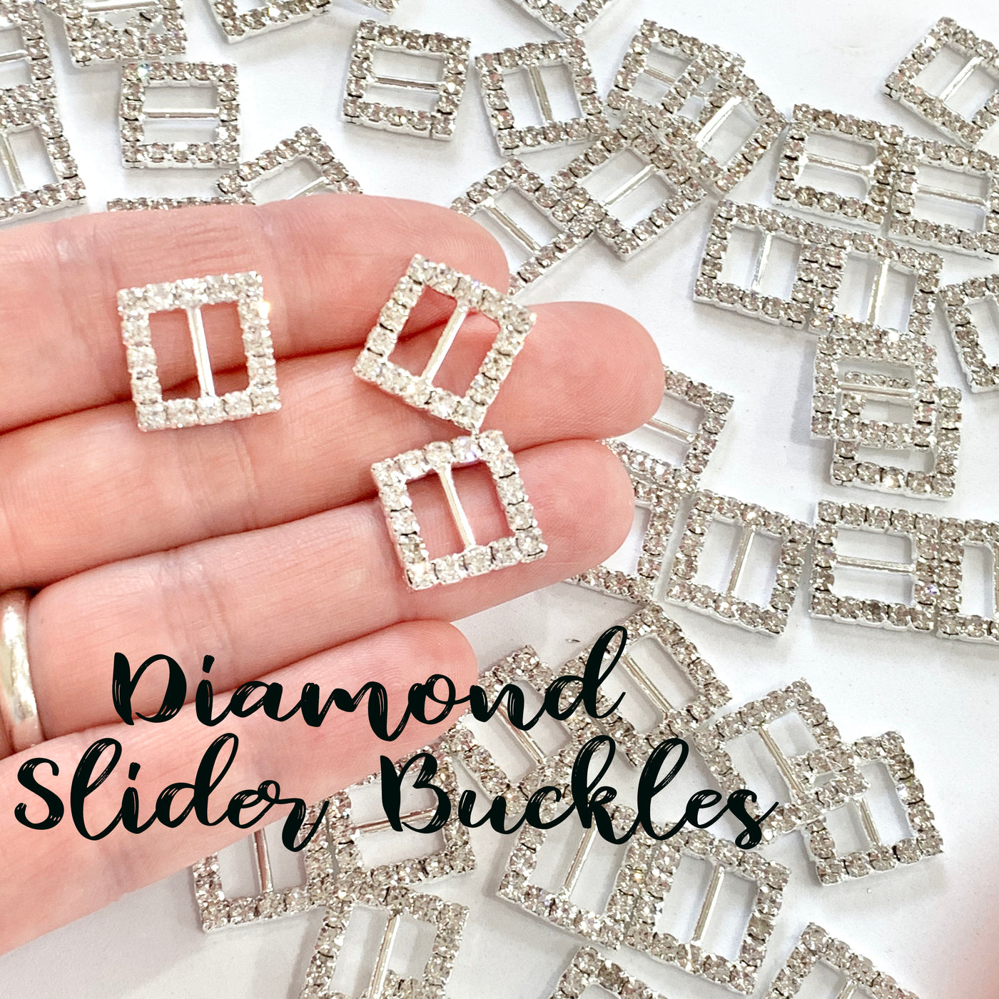 Rhinestone 15mm Buckle Sliders