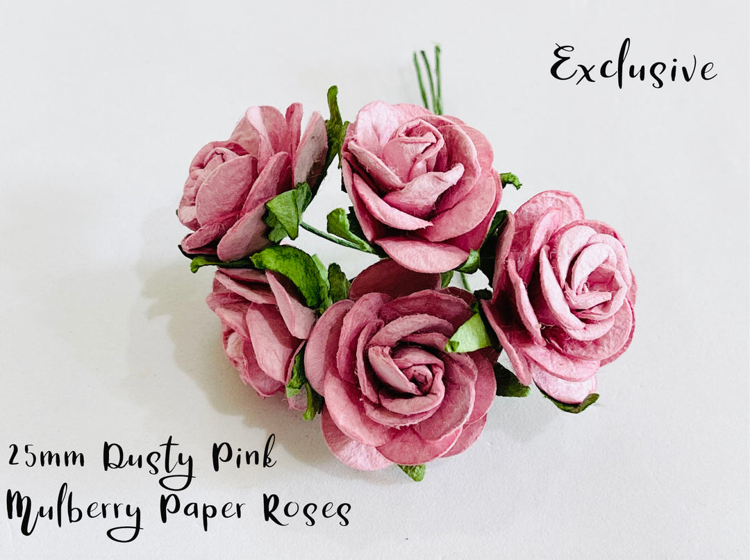 25mm Dusty Pink Mulberry Paper Roses - 2.5cm- Custom made for Oliver and May
