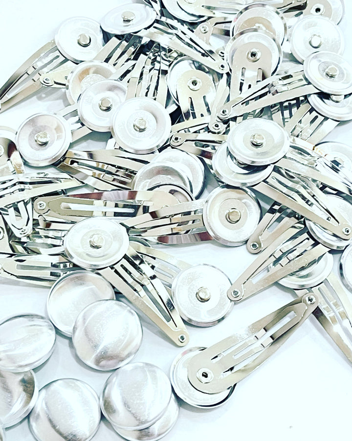 23mm Button +Snap Clips in Silver