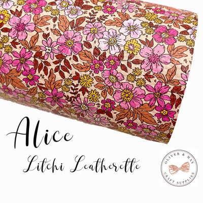 Alice Floral Faux Leatherette - Custom Print ~ Choice of Litchi or Smooth