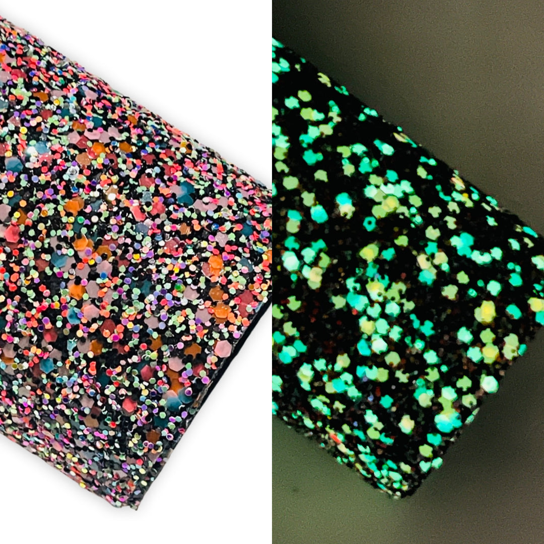 Glow Dance Party Chunky Glitter Leather - Glows in the Dark