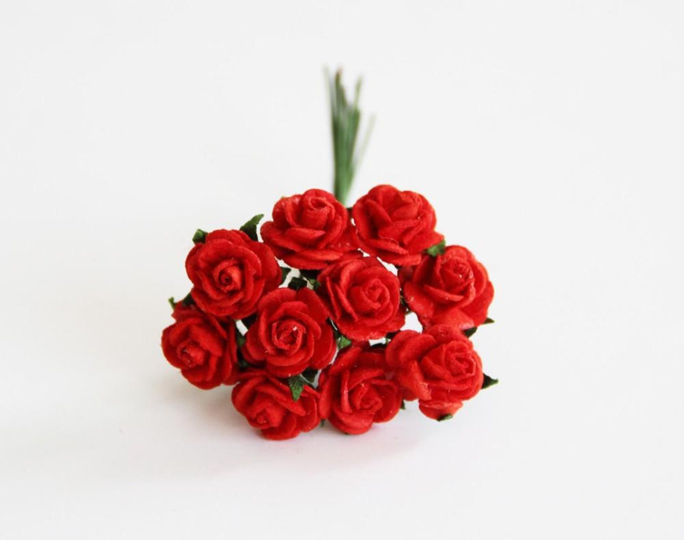 10 Pcs / 100 Pcs Mulberry Paper Flowers - 1cm Rounded Petal Roses - Red