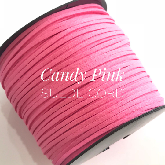 Candy Pink  Faux Suede Cord - 5m - Candy Pink Suede Cord