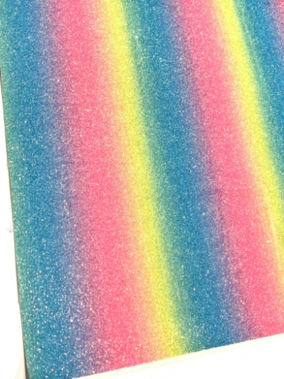 Tissu à fines paillettes Candy Rainbow, feuille de 20 cm x 34 cm
