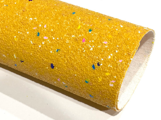 Toile de confettis à paillettes épaisses de célébration jaune moutarde