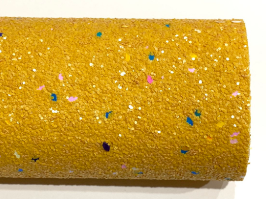 Mustard Yellow Celebration Chunky Glitter Confetti Canvas