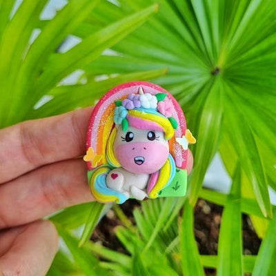 Rainbow Unicorn Clay Cameo - Luxe Maker Bow Clays