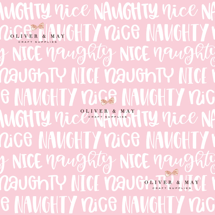 Pink Naughty Nice Leatherette - Locally Printed Faux Leather (A4 Sheet and Roll)