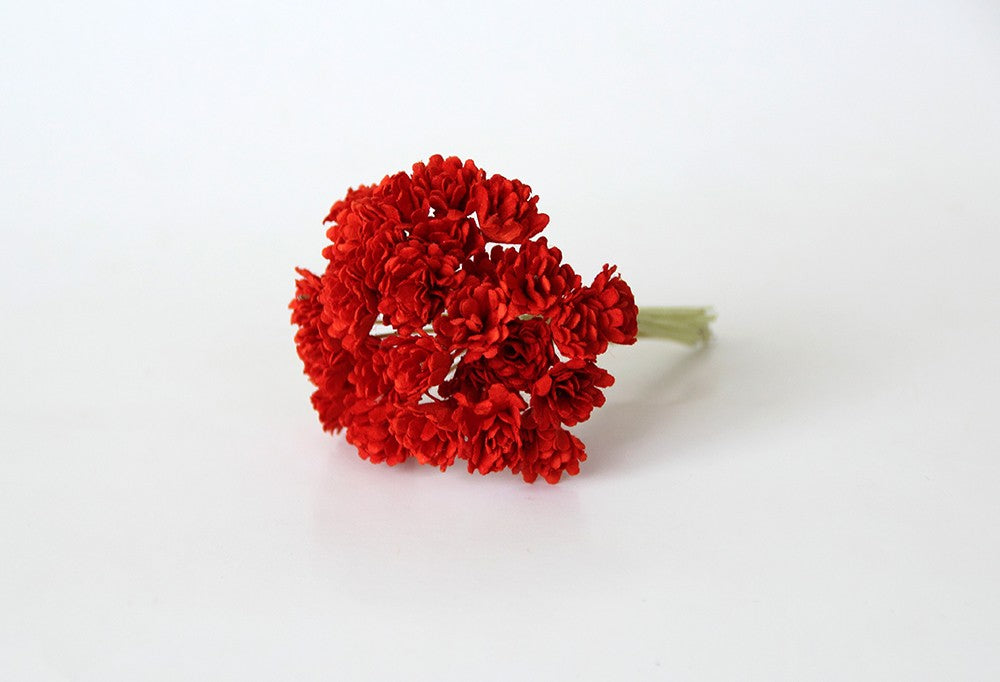 10 fleurs rouges en papier de mûrier gypsophile de 10 mm - Gypsohila rouge