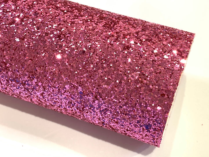 Rose Pink Chunky Glitter Fabric Sheet 0.9mm