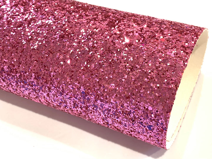 Rose Pink Chunky Glitter Fabric Sheet 0.9mm