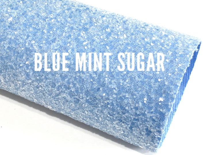 Blue Mint Sugar Chunky Glitter Leather