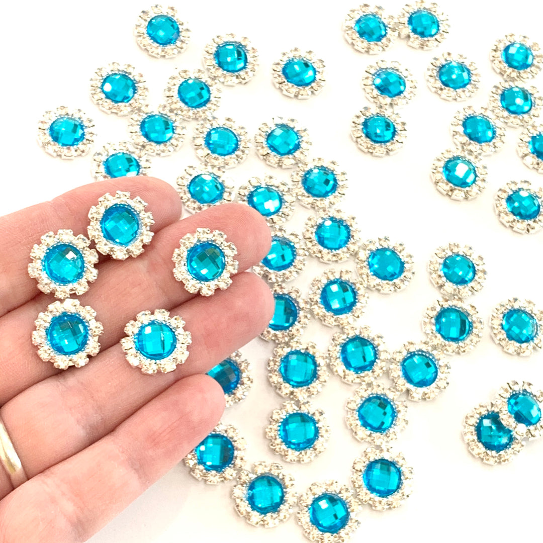 Embellissements à dos plat en strass ronds de 14 mm - Lots de 5