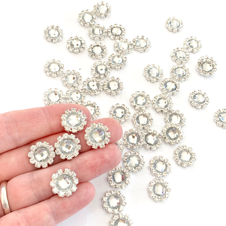 Embellissements à dos plat en strass ronds de 14 mm - Lots de 5