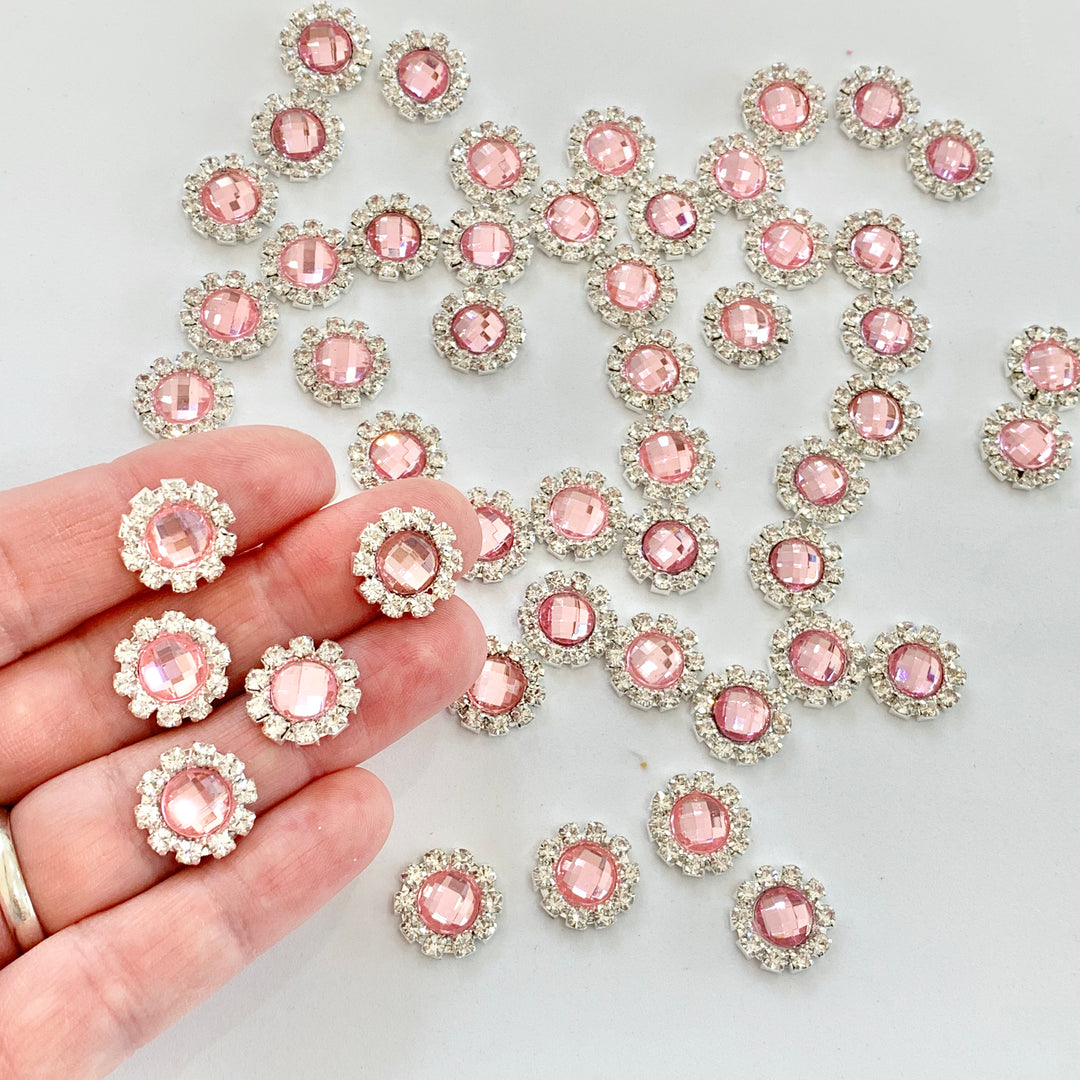 Embellissements à dos plat en strass ronds de 14 mm - Lots de 5