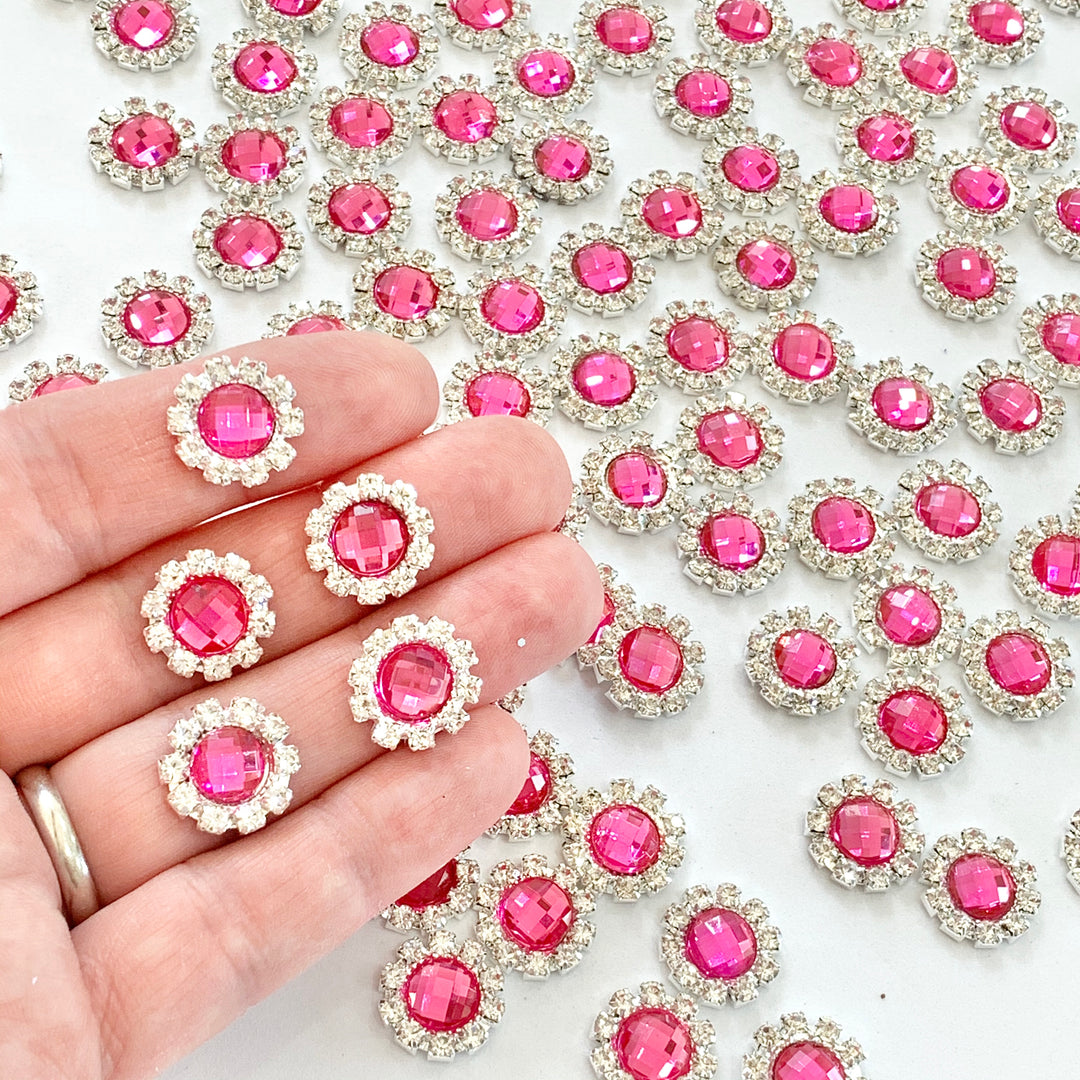 Embellissements à dos plat en strass ronds de 14 mm - Lots de 5