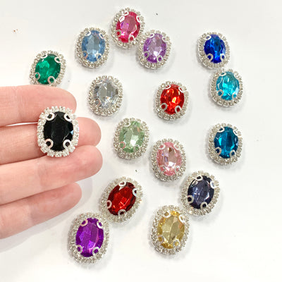 Rhinestone Flatback Embellishments 23 x 18mm Oval - 16 COLOURS TO SELECT FROM