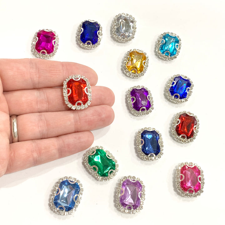 Rhinestone Flatback Embellishments 23 x 18mm - 14 COLOURS TO SELECT FROM