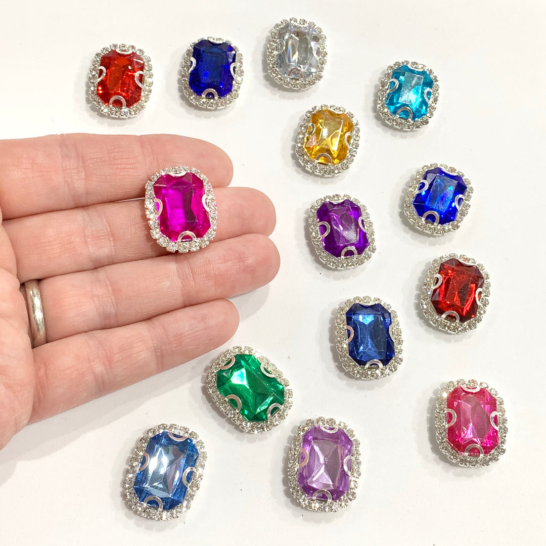 Rhinestone Flatback Embellishments 23 x 18mm - 14 COLOURS TO SELECT FROM