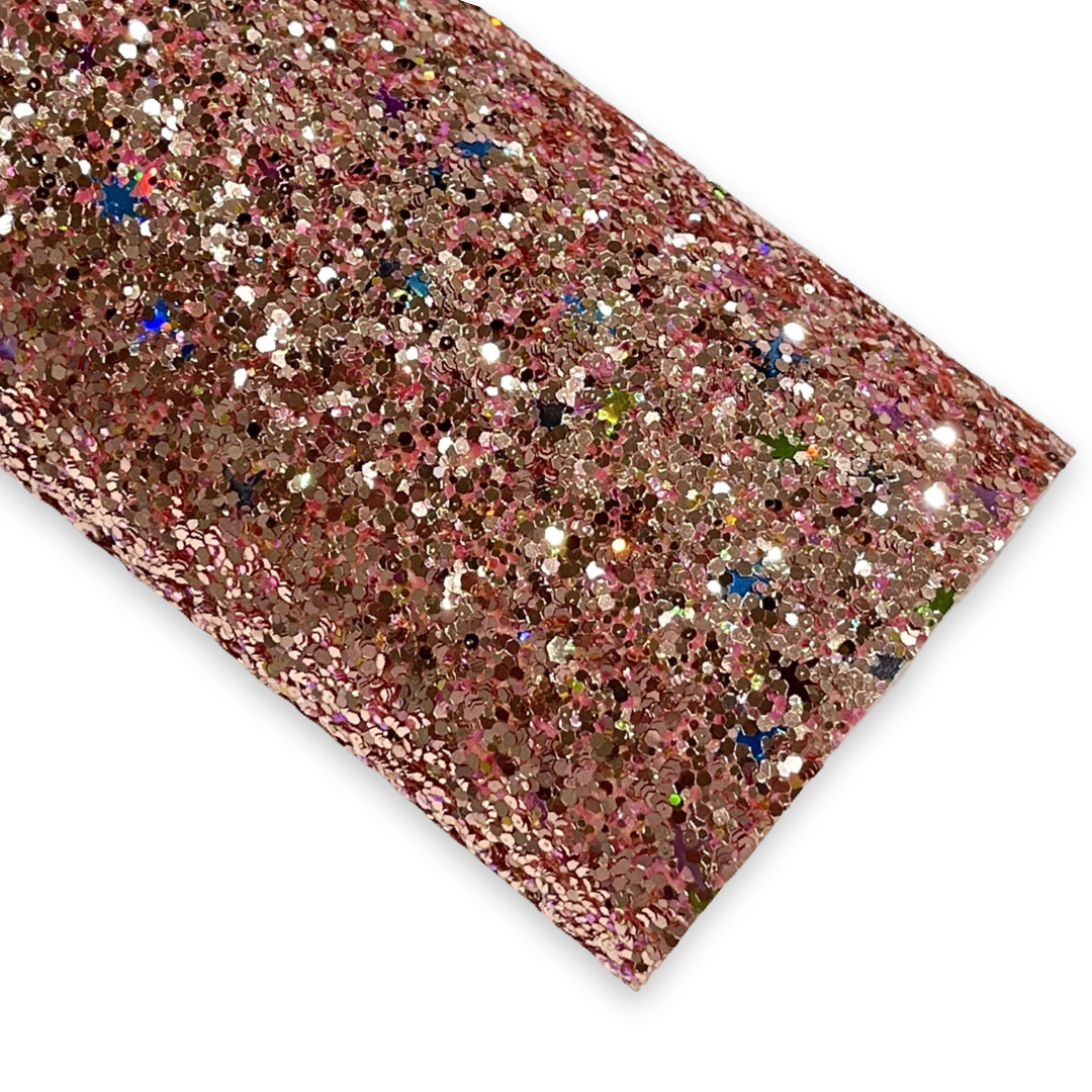 Rose Gold Bedazzle Chunky Glitter Leatherette