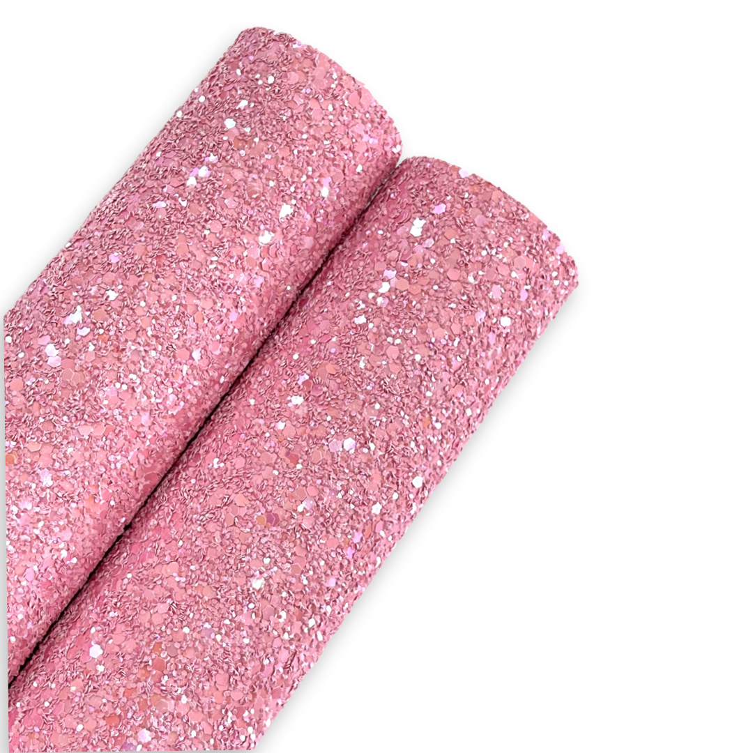 Beauty Pink Chunky Glitter Leather