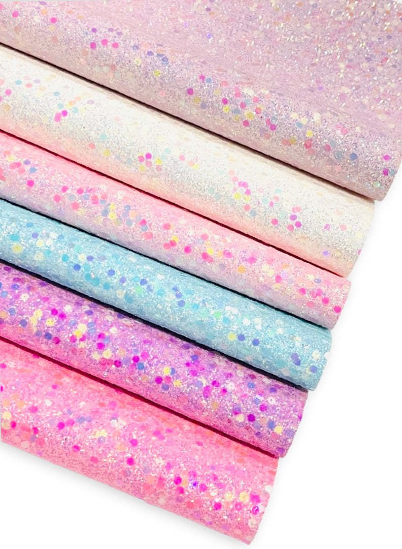 Blue Pastel Kisses Chunky Glitter Leather