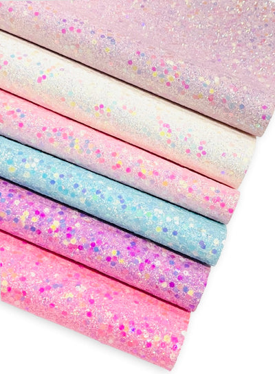 Blue Pastel Kisses Chunky Glitter Leather