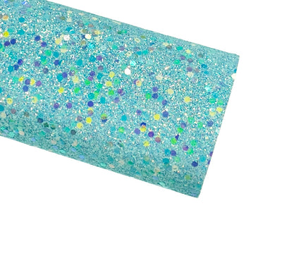 Blue Pastel Kisses Chunky Glitter Leather