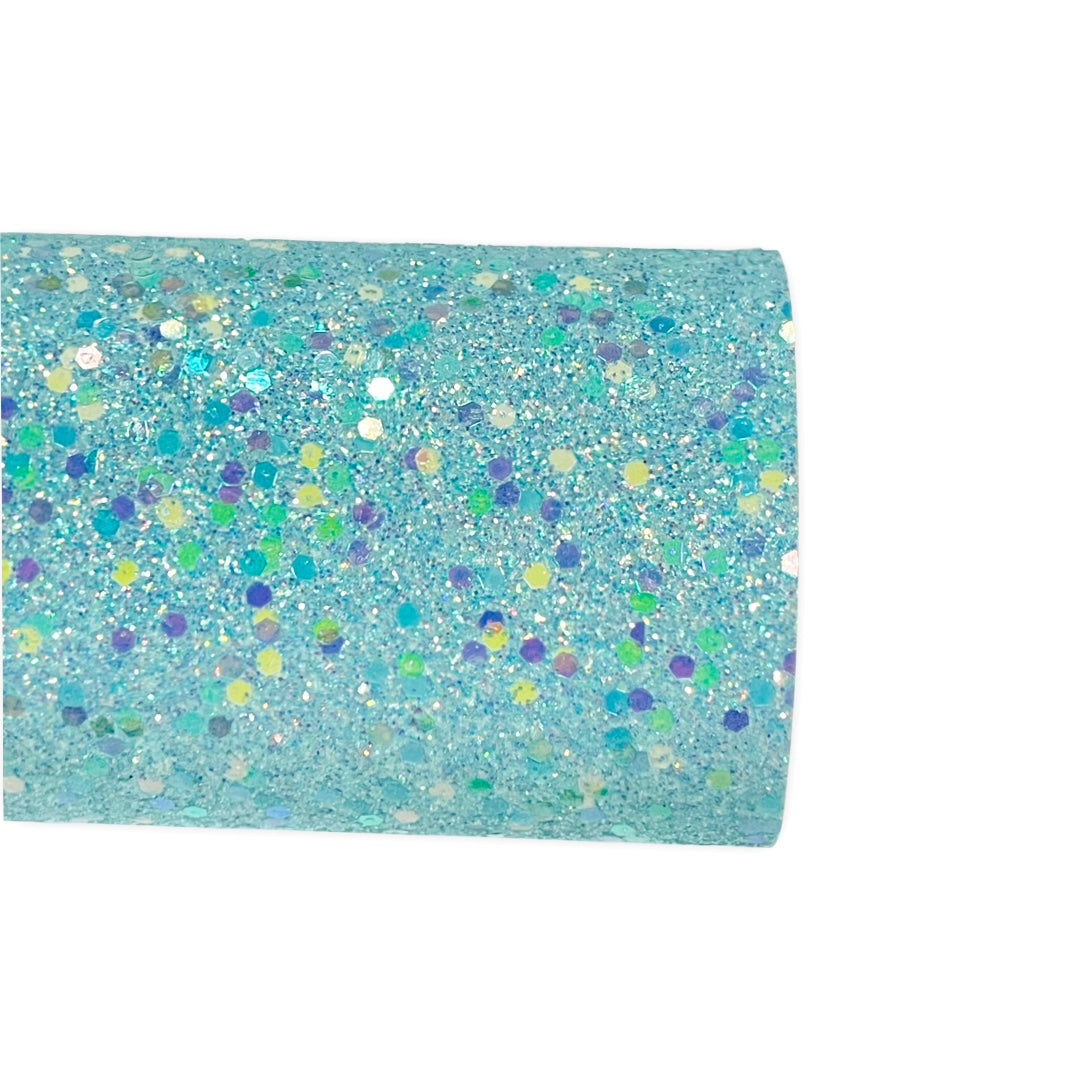 Blue Pastel Kisses Chunky Glitter Leather