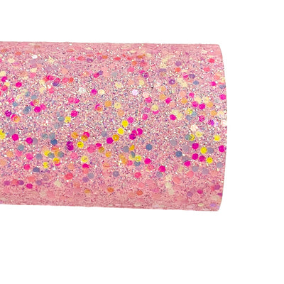 Baby Pink Pastel Kisses Chunky Glitter Leather