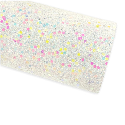 White Pastel Kisses Chunky Glitter Leather