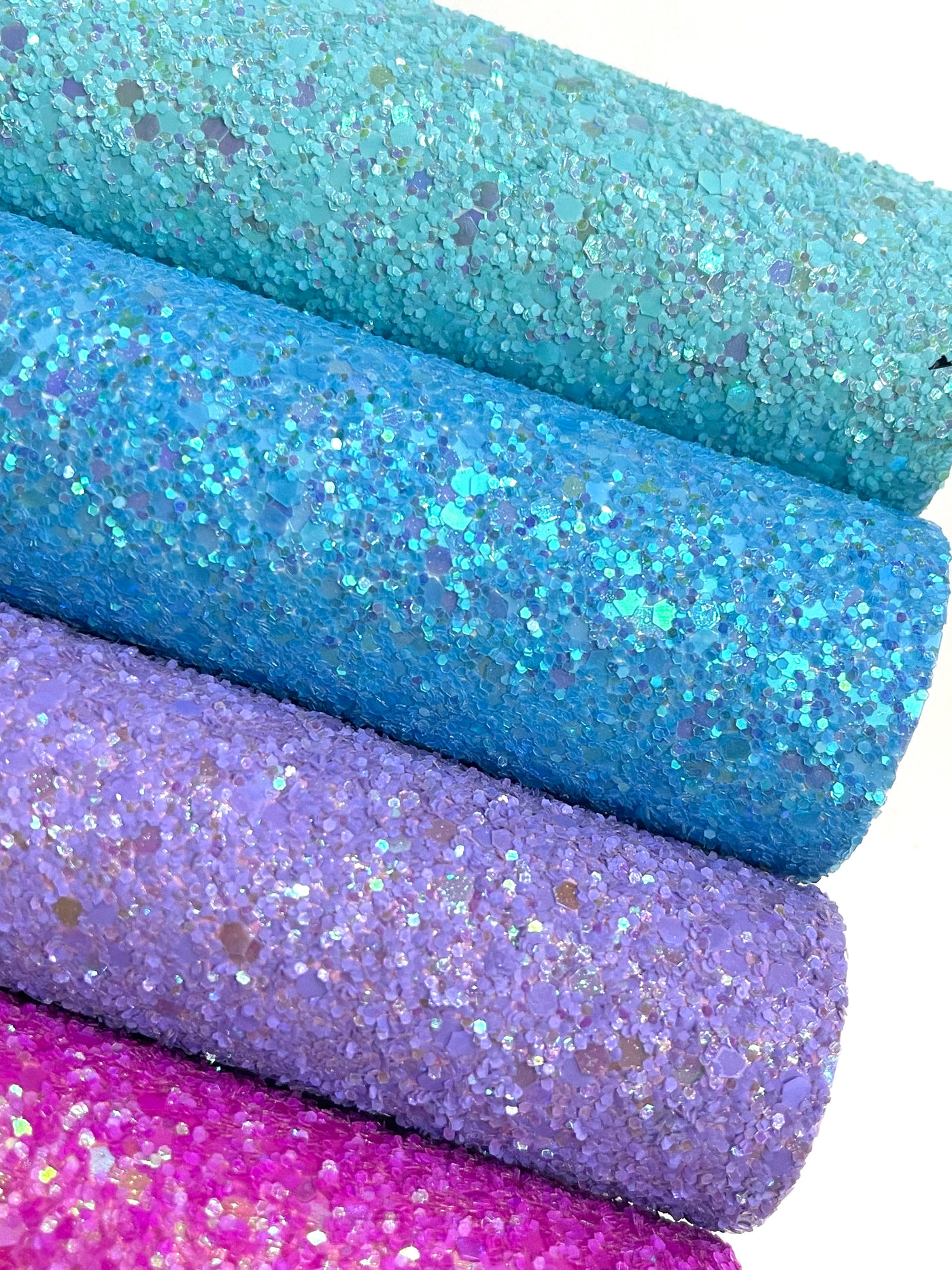 Sky Blue Chunky Glitter Leather - Neon Rainbow