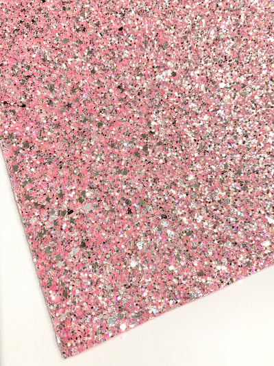 Electric Rainbow Chunky Glitter Leather with Stars and Hearts - Choice of 6 Colour