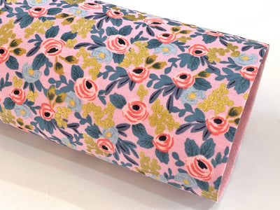 Les Fleurs Double Sided Fabric Sheets - Pink and Metallic Gold
