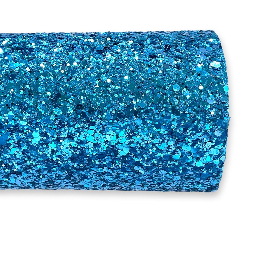 Mermaid Blue Glam Chunky Glitter Leather