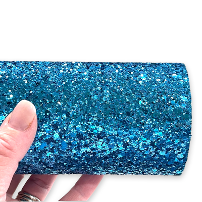 Mermaid Blue Glam Chunky Glitter Leather