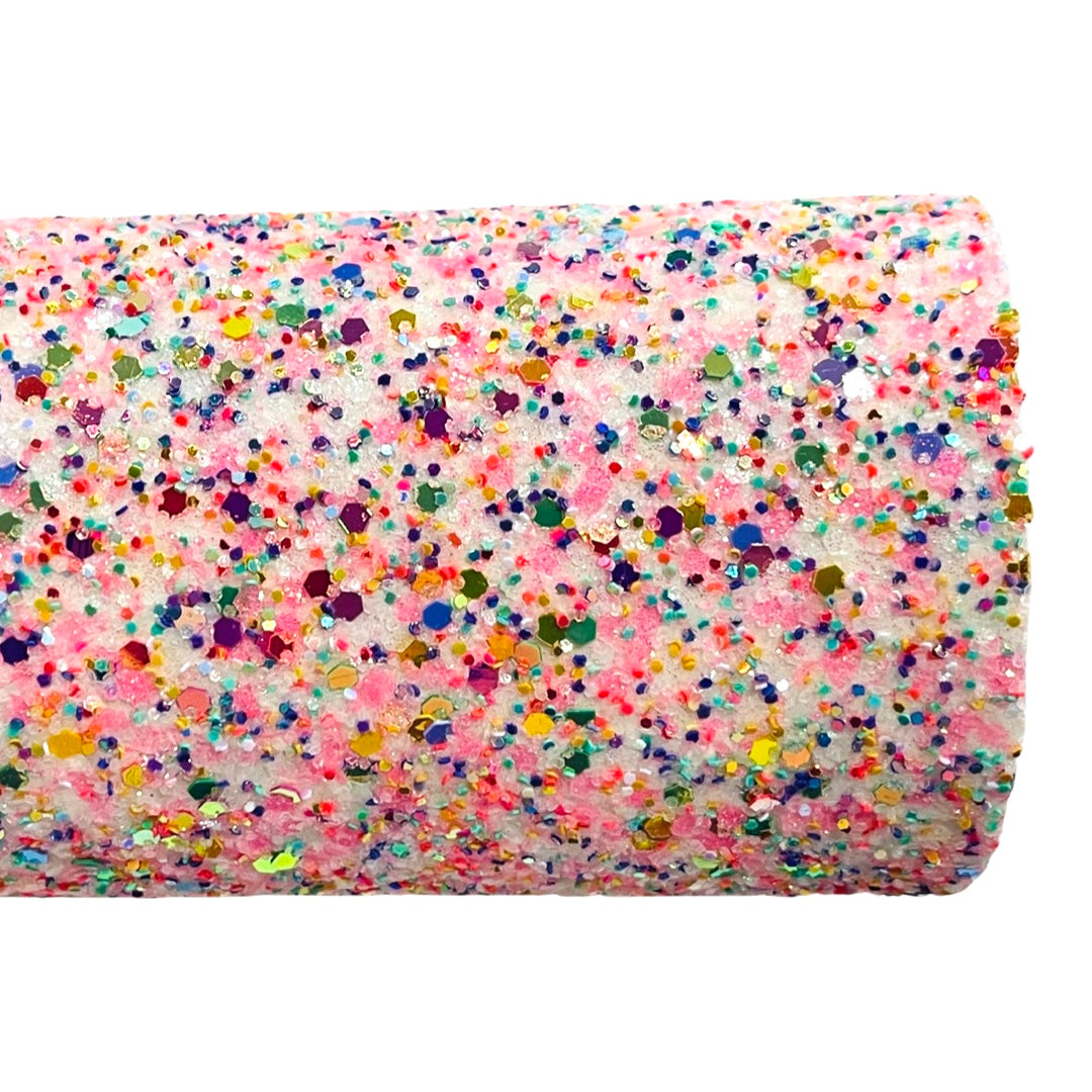 Pink Confetti Sprinkles Chunky Glitter Leather
