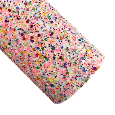 Pink Confetti Sprinkles Chunky Glitter Leather