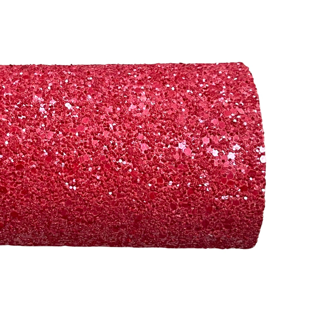 Matte Red Berry Chunky Glitter Leather