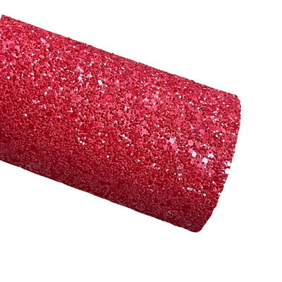 Matte Red Berry Chunky Glitter Leather
