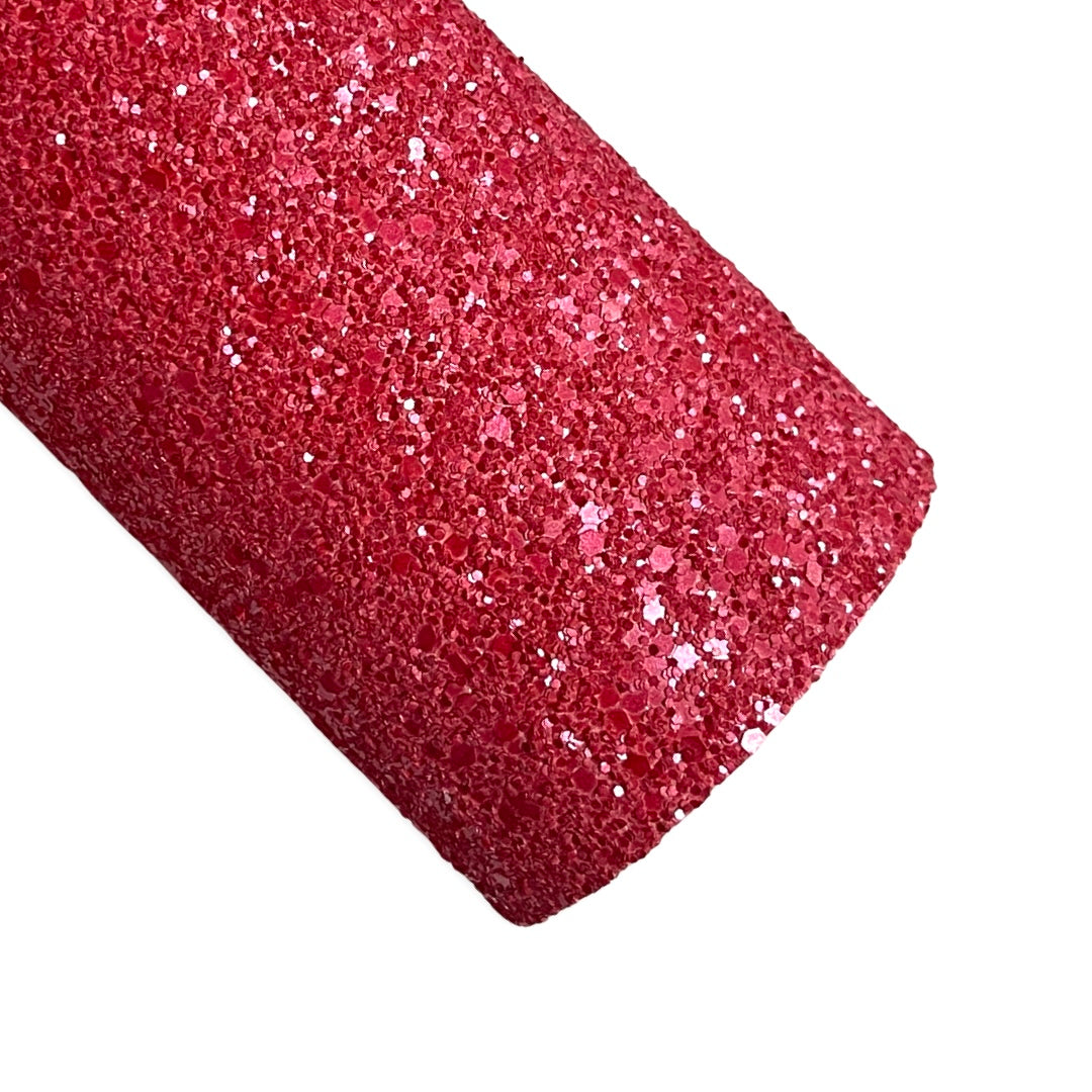 Matte Red Berry Chunky Glitter Leather