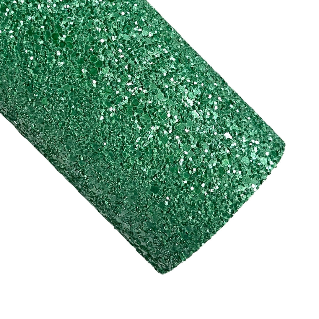 Pearl Green Chunky Glitter Leather
