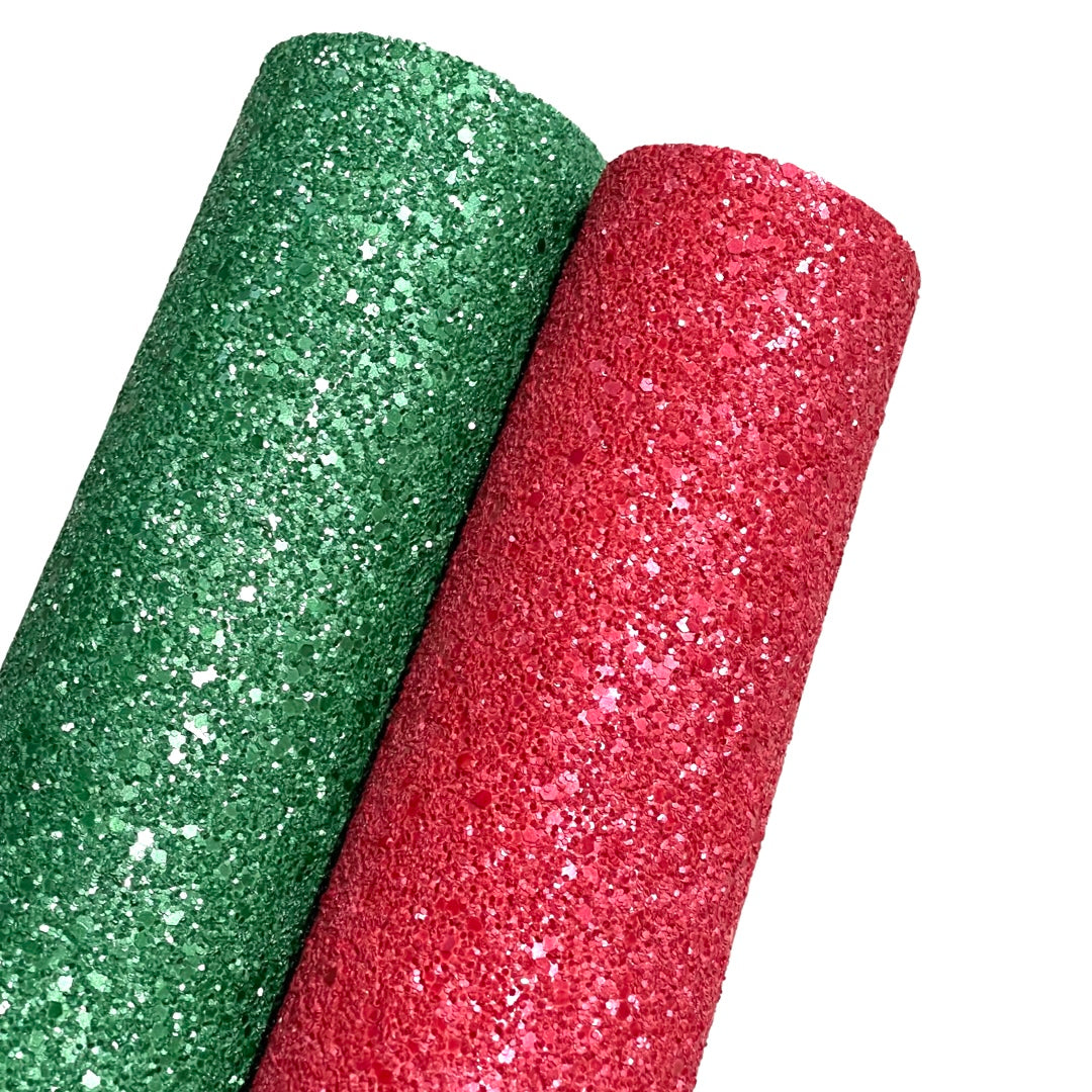 Pearl Green Chunky Glitter Leather