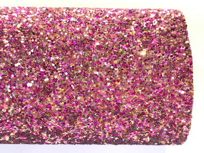 Gold and Magenta Mixed Chunky Glitter Fabric Sheets