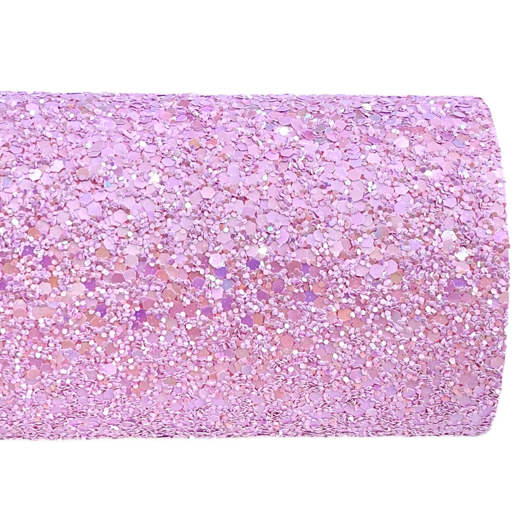 Lilac Chunky Glitter Leather | Available in rolls | Pastel Purple Glitter Leather