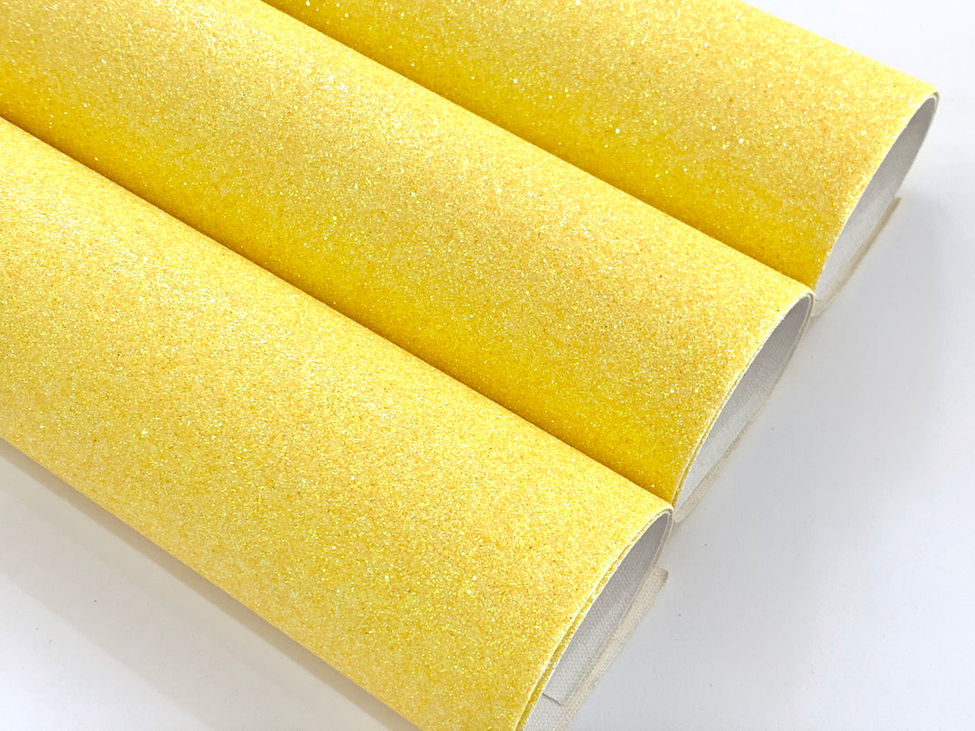 Feuille de tissu à fines paillettes jaune, feuille de 20 x 34 cm