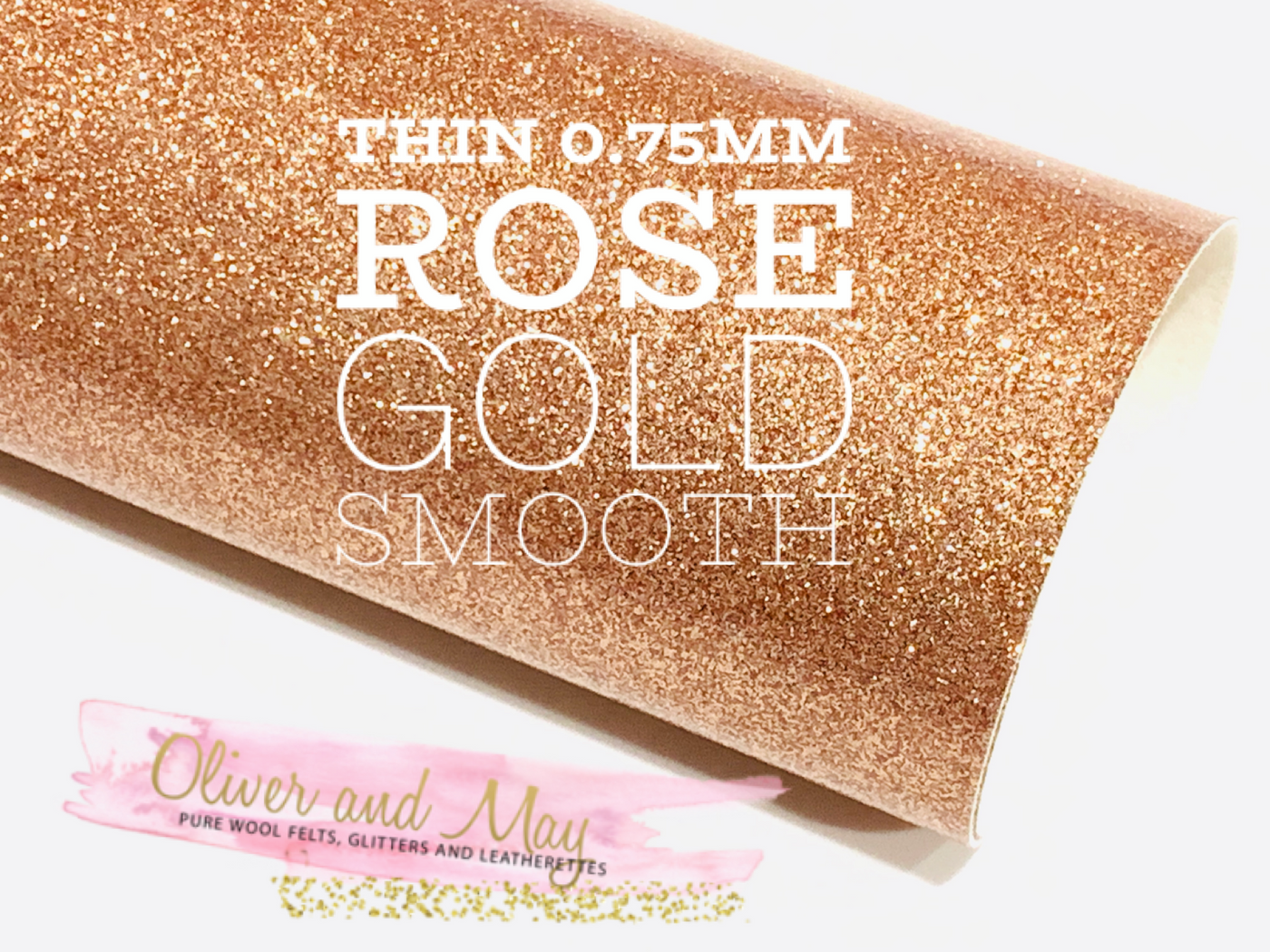 Rose Gold Fine Glitter Effect Smooth Glitter Fabric Sheet Thin 0.75mm
