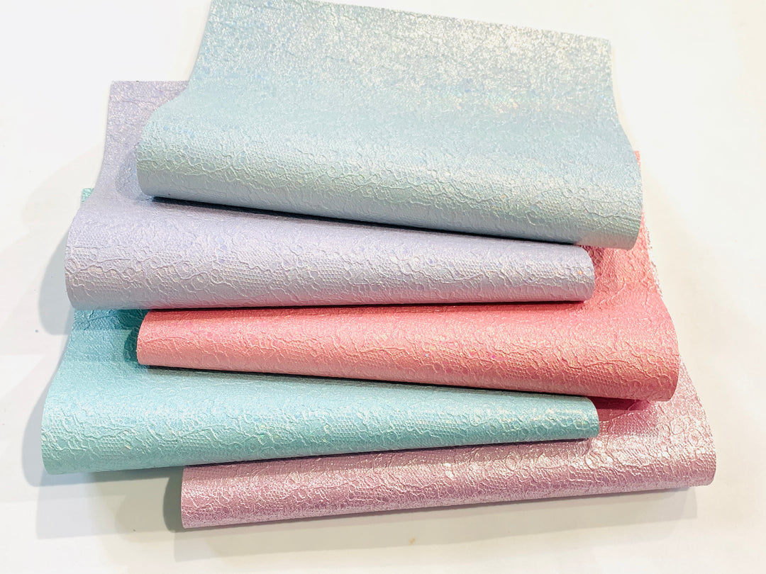 Pastel Pearl Floral Embossed Leatherette Fabric Sheets